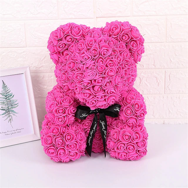 Rose Bear Artificial Flowers with LED Light Gift Box